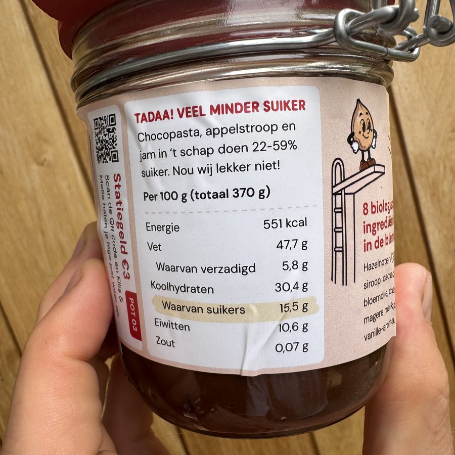 Label van dichtbij — veel minder suiker